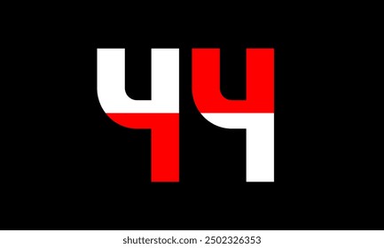 Red White Half Modern Number Logo