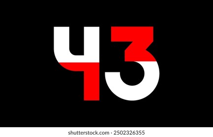 Red White Half Modern Number Logo