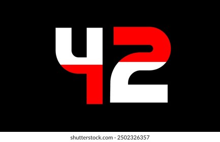 Red White Half Modern Number Logo