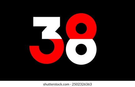 Red White Half Modern Number Logo