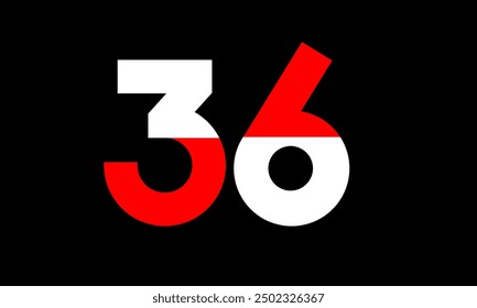 Red White Half Modern Number Logo