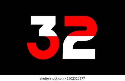Red White Half Modern Number Logo