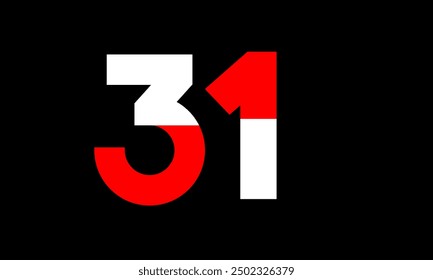 Red White Half Modern Number Logo