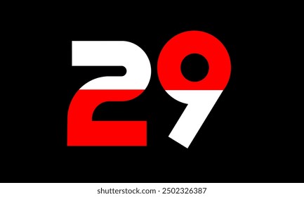 Red White Half Modern Number Logo