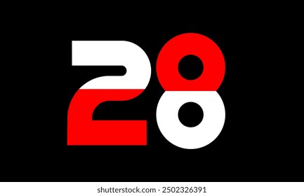 Red White Half Modern Number Logo