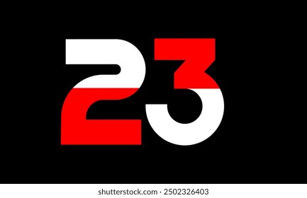 Red White Half Modern Number Logo