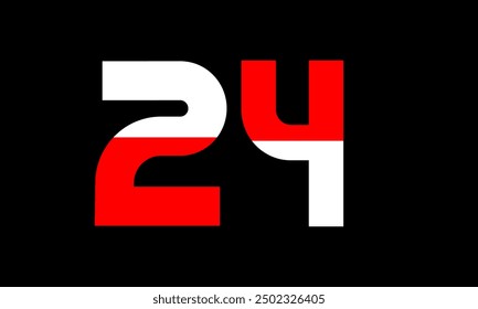 Red White Half Modern Number Logo