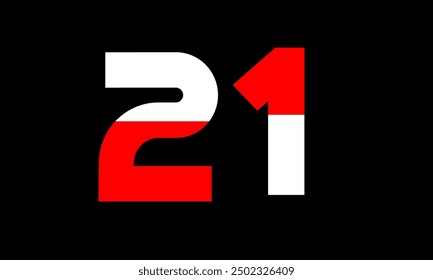 Red White Half Modern Number Logo