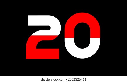 Red White Half Modern Number Logo