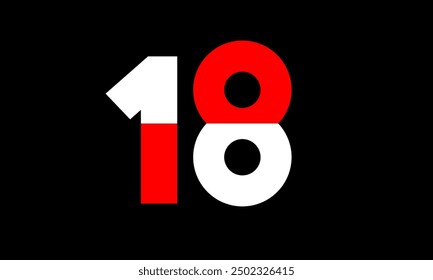 Red White Half Modern Number Logo