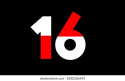 Red White Half Modern Number Logo