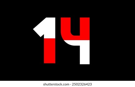 Red White Half Modern Number Logo