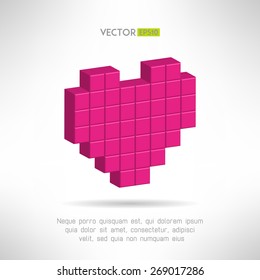 Red white heart icon in modern flat design. Social network like symbol. Vector illustration