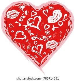The red and white heart and kisses pattern