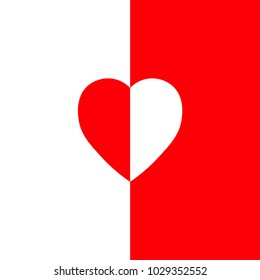 Red white heart on a white red background. Close-up. Vector image. Texture.