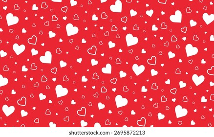 Fondo decorativo de patrón de corazón rojo y blanco. Ilustración vectorial
