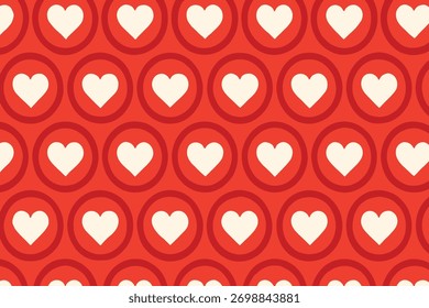 Fondo de repetición sin fisuras de patrón de corazón rojo y blanco