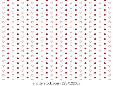 Red and white heart repeat pattern, replete image, seamless pattern design for fabric printing 