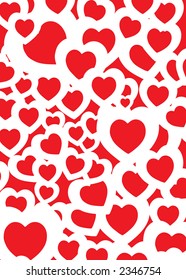A red and white heart shape background design
