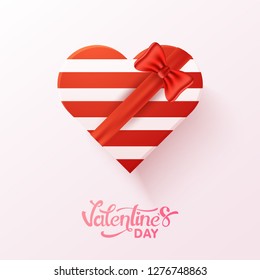 Red and white heart shape gift box, Valentine's Day concept.