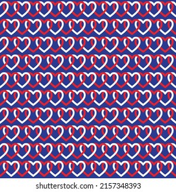 Forma de corazón rojo y blanco sobre fondo azul. Feliz Día de San Valentín. Patrón cardíaco sobre fondo azul. Me encantan los corazones.