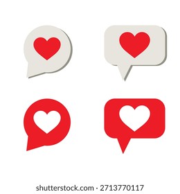 Red and White Heart Symbol Vector with Dialog Box