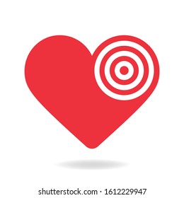 Red And White Heart Target stock vector Icon. Love Aim Concept.