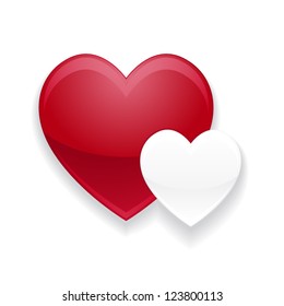 Red and White Heart Valentines day with White Background