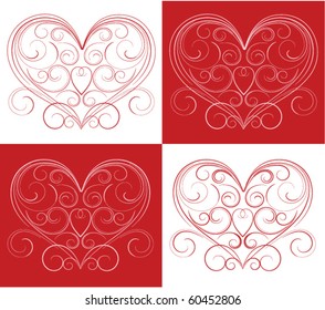 red and white hearts