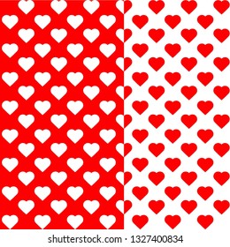 Red and white hearts in patterns
