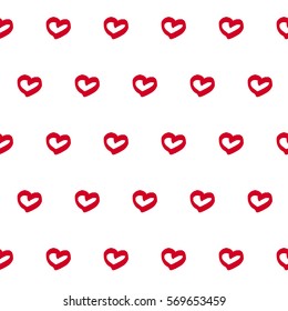 Red and white hearts seamless vector pattern perfect for wedding invitation, mothers day and valentines day