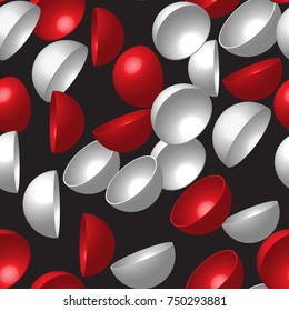 Red White Hemispheres Seamless Pattern