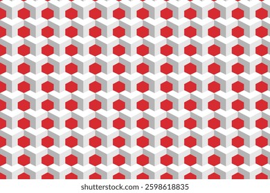 Red and white hexagonal seamless geometric pattern. Great for textiles, wallpapers, and modern design projects.