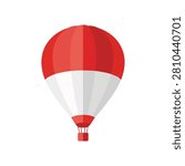 Red and White Hot Air Balloon Vector Illustration with Indonesia Flag Colors Isolated on White Background