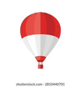 Red and White Hot Air Balloon Vector Illustration with Indonesia Flag Colors Isolated on White Background