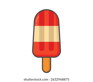Red white ice lolly. Ice cream, cold fruity dessert and summer food. Isolated vector image