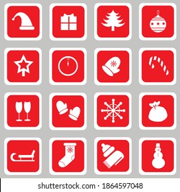 iconos rojos y blancos sobre el tema del año nuevo , vector