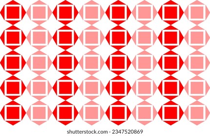 red and white icons, seamless geometric pattern with triangles, red and pink diamond checkerboard repeat pattern, replete image, design for fabric printing
