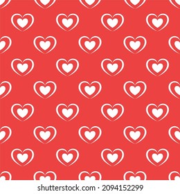 Red and white illustration of valentine heart. seamless pattern. can be used for background, greeting card, wallpaper, wrapping paper, gift card, pattern fill, apparel, fabric, textile