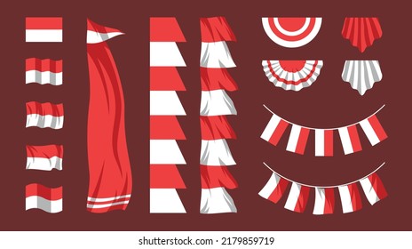 Red And White Indonesian Flag Collection Set