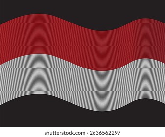 The red and white Indonesian flag flying against a black background creates the impression of movement and the spirit of independence
