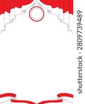 Red and White Indonesian Flag Frame with Copy Space for National Event