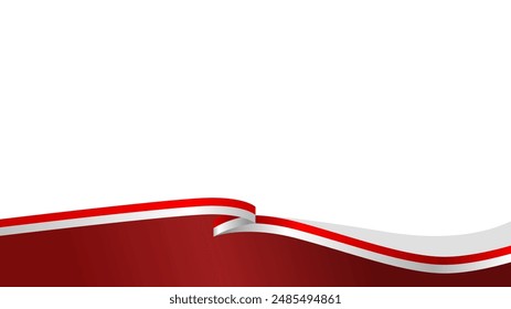 Red and white Indonesian flag gradient template background with empty space for your text. Indonesia Independence Day template background