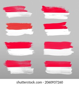 Red and white, Indonesian flag in various shapes. This flag is a symbol of Indonesia. Often flown during the commemoration of independence, Hero's Day, and Pancasila Day .