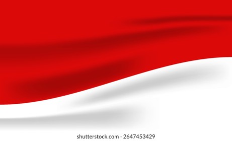 Red and white Indonesian flag waving, suitable for backgrounds, patriotic designs, travel brochures, cultural presentations, and national celebrations.