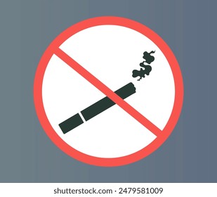 Red white isolated sign no smoking. Vector flat cartoon illustration
