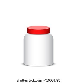 Red and white jar. Vector illustration.