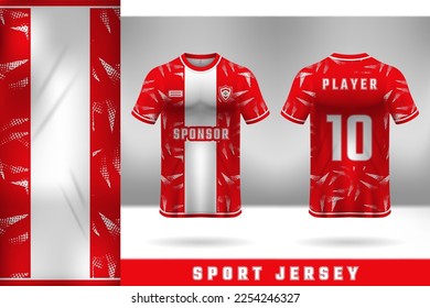 Diseño de plantilla de jersey blanco rojo para uniformes deportivos