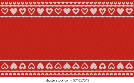 red and white knitted fabric with hearts