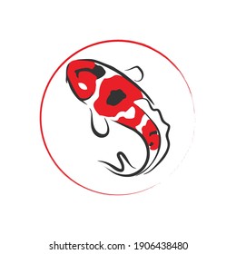 red and white koi fish vector